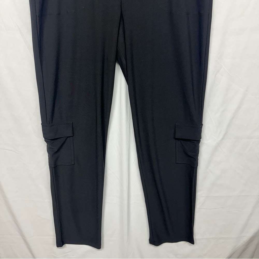 Attitudes by Renee Cargo Pull On Pants Small Black Stretch Pockets - Picture 2 of 9
